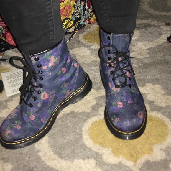 blue floral doc martens
